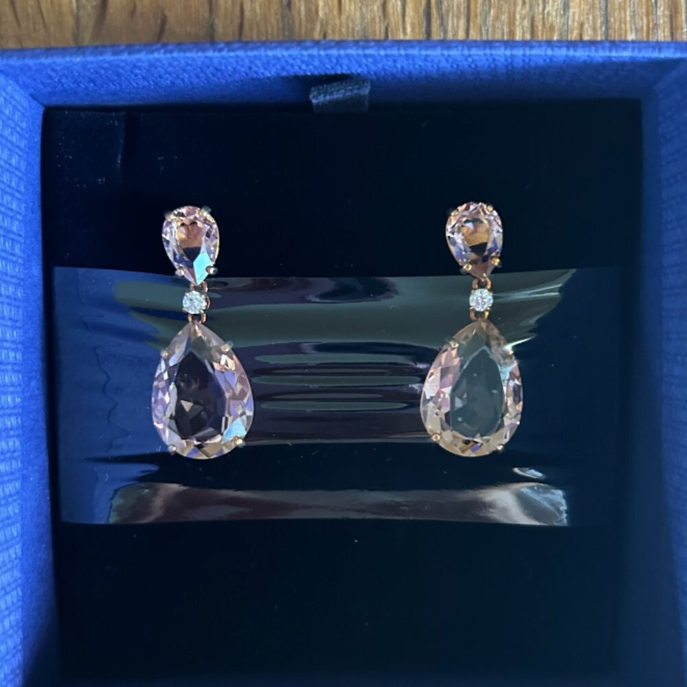 Swarovski Pear Drop Earrings in Pink